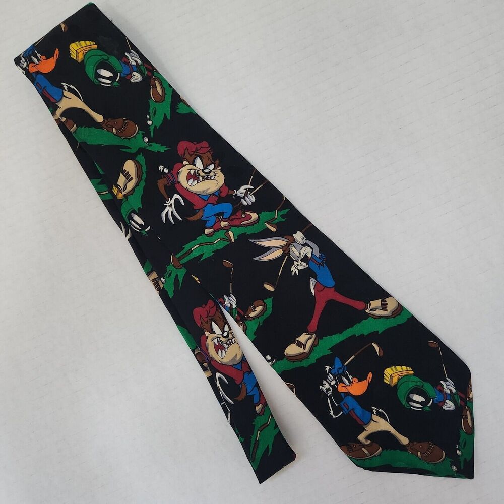 Vtg 1994 Looney Tunes Mania Golf Taz Marvin Bugs Daffy Men Necktie Tie D… - Picture 1 of 9